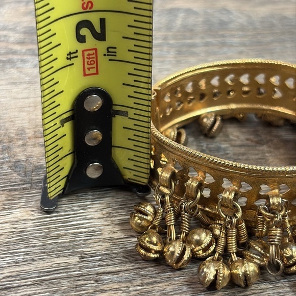 80’s Indian Bell Kashmiri Hinged Cuff Bracelet - Picture 8 of 8